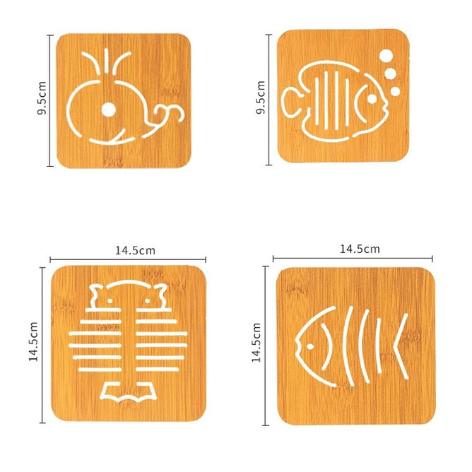 Random Design Wooden Coaster Bamboo Pot Holder Bowl Pad Kitchen Hot Plate Holder for Kitchen