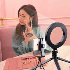 4 in 1 Ring Light with Mini Tripod and Phone Holder Selfie LED Ring Light Photo Studio Light With Tripod Stand & Phone Holder Set for Live streaming Zoom Conference Tiktok Dimmable 3 Colors Ring Light (Vlog)