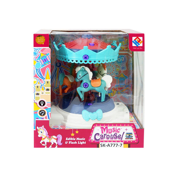 Battery Operated Amusement Park and Carousel Playset with Lights and Sound Toys for Kids