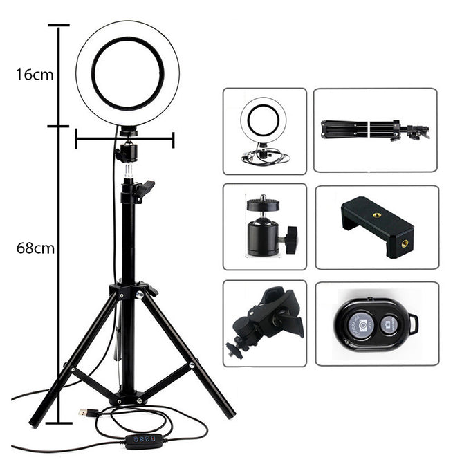 16 CM Professional Ring Light with 68 CM Tripod and Other Camera Accessories