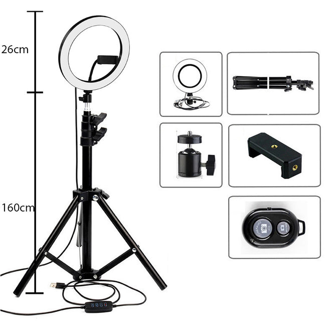 26 CM Professional Ring Light with Tripod and Other Camera Accessories