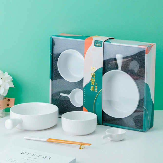 Nordic Ceramic 4 in 1 Bowls and Dishes Tableware Gift Set for Kitchen Utensils