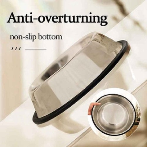 16cm Stainless Steel Dog Bowl Feeding with Anti-Slip Coil for Pets