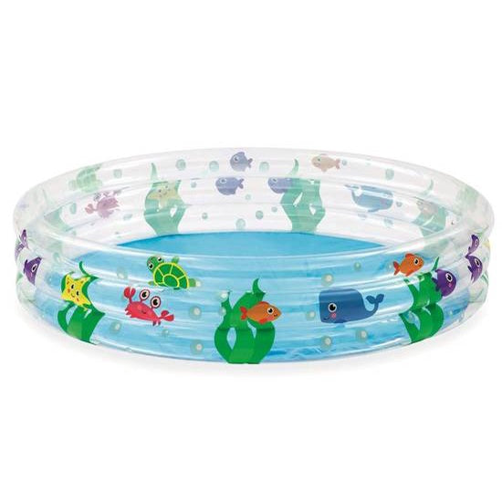 Bestway 51004 Sea Creatures-Printed Inflatable 3 Rings Pool for Outdoor Kiddie Swimming Pool