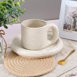 Ceramic Nordic Mug Chubby Chunky with Saucer Set Microwave Safe Coffee Cup for Kitchen Utensils