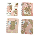 A7 4 Pieces Pocket Notebook Cute Cartoon Character Spiral Diary Notebook for Home & School Supply