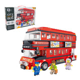 Mini Blocks City Double Decker Bus Collectible Series with 3 Mini Figure