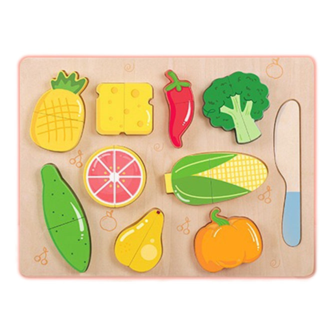 Pretend Play Wooden Cutting Food & Vegetables Puzzle Kitchen toys for Kids Educational Toys