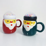 Ceramic Mug Cute Santa Claus Christmas Design Coffee / Water Mug Cup with Lid