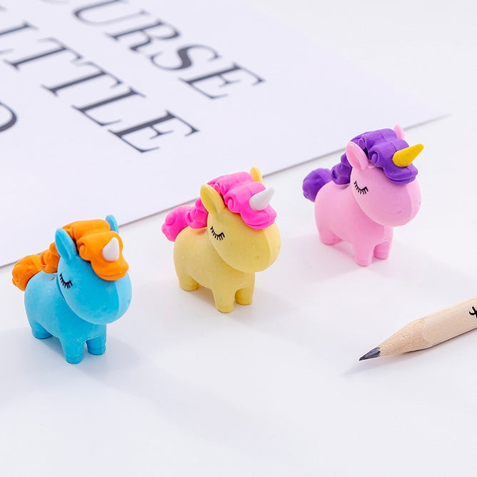 Random Color Cute Animal 3D Unicorn Rubber Eraser Primary Student Gift Stationery