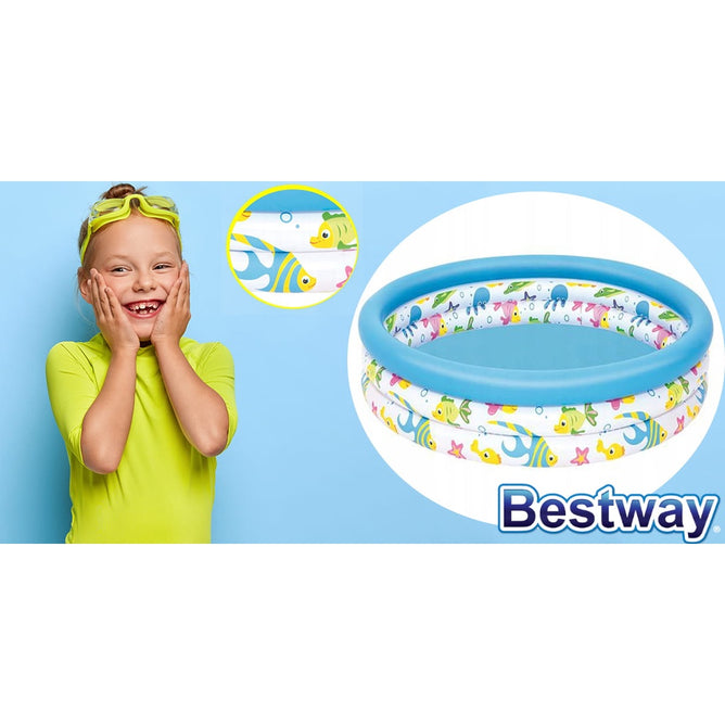 Bestway  3 Equal Rings Coral  Printed Inflatable Pool for Outdoor Kiddie Swimming Pool