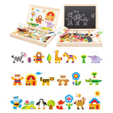 Multi-functional Magnetic Farm Wooden Jigsaw Puzzle Double-Sided Drawing Board Building Blocks for Kids