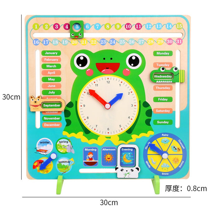 Early Learning Wooden Educational Calendar Clock Toy Date Weather Board Toy for Kids Children