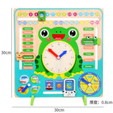 Early Learning Wooden Educational Calendar Clock Toy Date Weather Board Toy for Kids Children