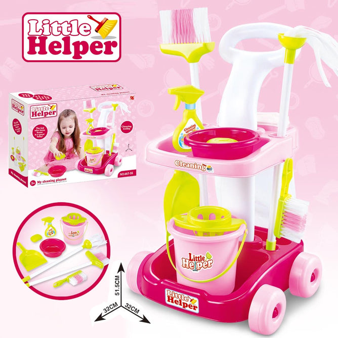 Pretend Play Little Helper House Cleaning Trolley Set Toy best gift for kids