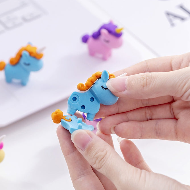 Random Color Cute Animal 3D Unicorn Rubber Eraser Primary Student Gift Stationery