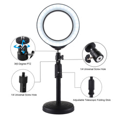 PULUZ PU392 Round Base Desktop Mount + 6.2 inch 3 Modes USB Dimmable LED Ring Light