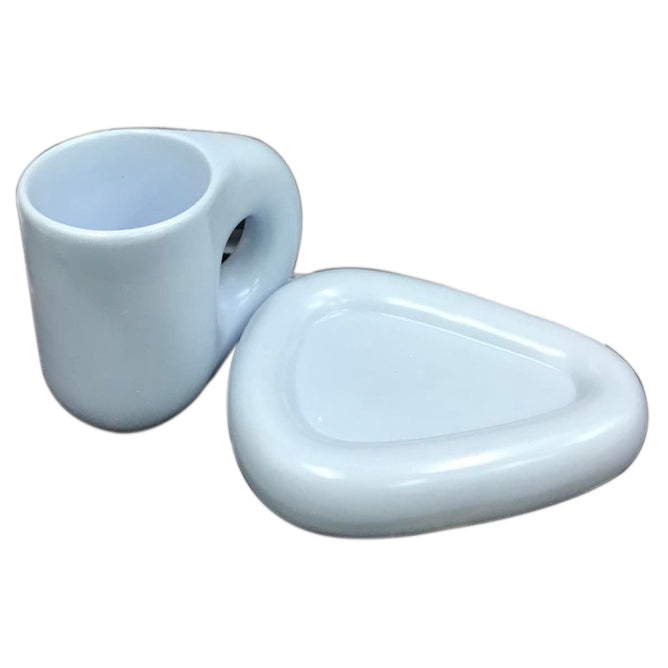 Nordic Aesthetic Ceramic Chubby Chunky Cup and Triangular Saucer Set for Kitchen Utensils