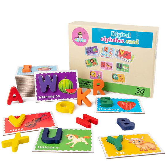 Wooden Digital Flash Cards with box (Alphabet and Numbers)