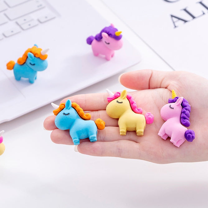 Random Color Cute Animal 3D Unicorn Rubber Eraser Primary Student Gift Stationery