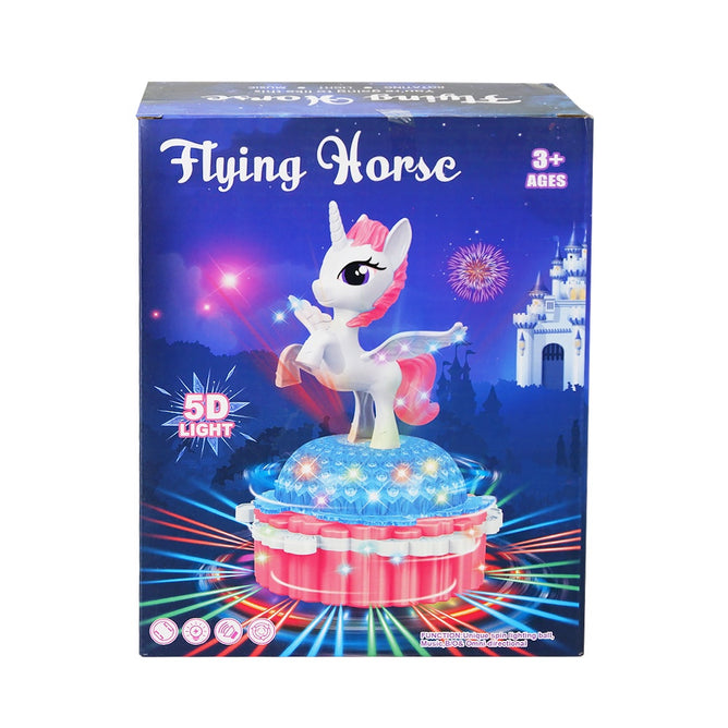 Battery Operated  Light and Sound Bump and Go Flying Horse Toys for Kids