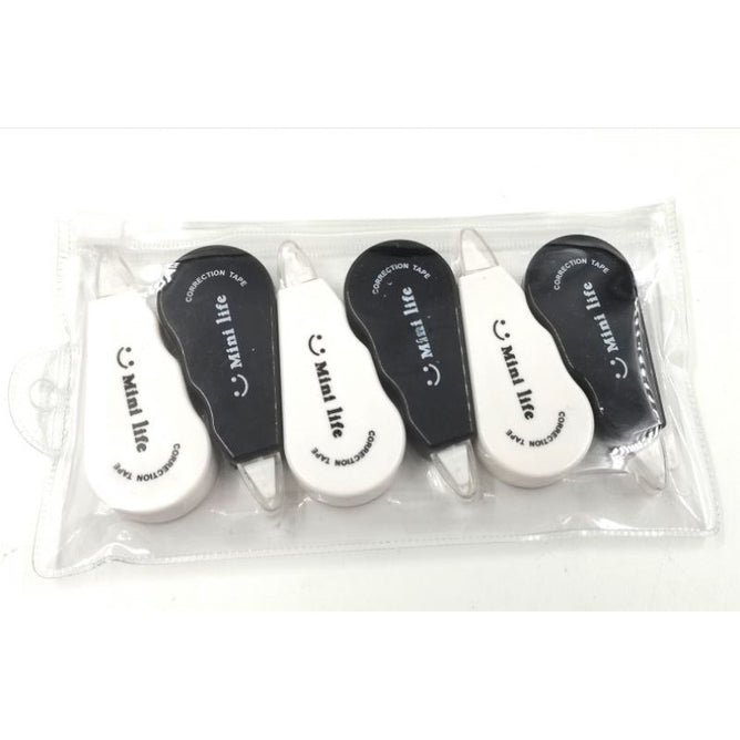 6 Pieces Mini Correction Tape White and Black Color School and Office Supplies