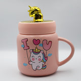 Ceramic Mug Cute Unicorn Design Coffee / Water Mug Cup with Lid