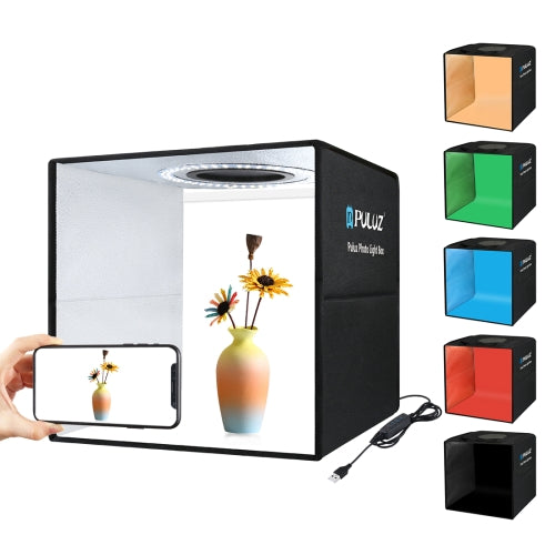 PULUZ 30cm Folding Portable Ring Light Photo Lighting Studio Shooting Tent Box Kit with 6 Colors Backdrops