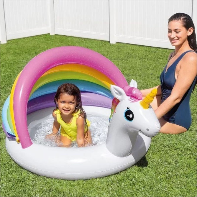 Intex 57113 50 Inch Unicorn Design Outdoor Baby Swimming Pool