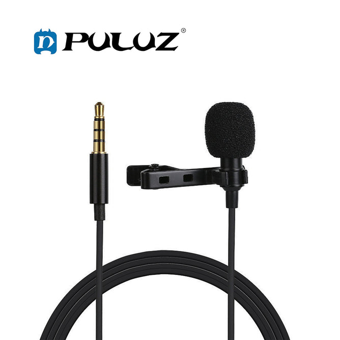 PULUZ PU424 1.5m 3.5mm Jack Lavalier Wired Condenser Recording Microphone