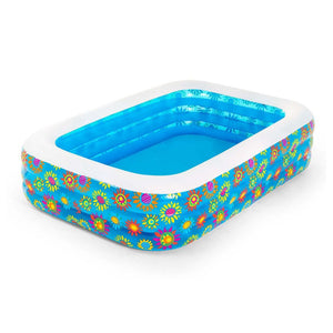 Bestway 3-Ring Rectangular Floral Design Pool for Outdoor Family Swimming Pool