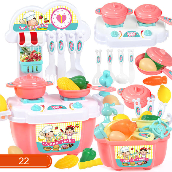 Mini Kitchen Playset Kids Cooking Toys Set Mini Chef Pretend Play