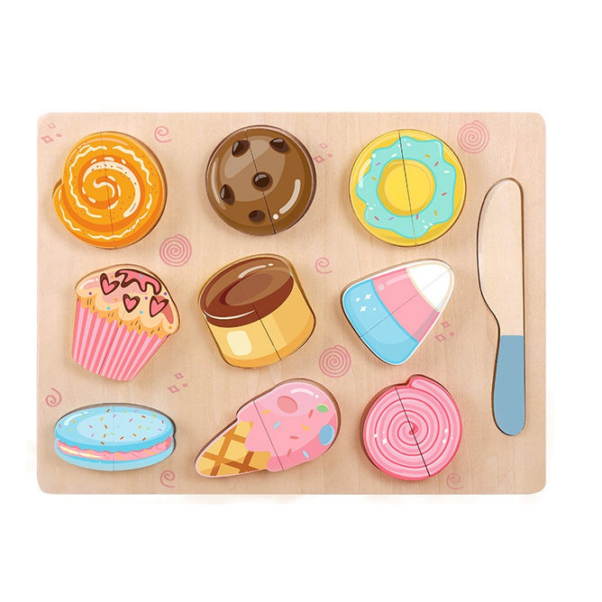 Pretend Play Wooden Cutting Food & Vegetables Puzzle Kitchen toys for Kids Educational Toys