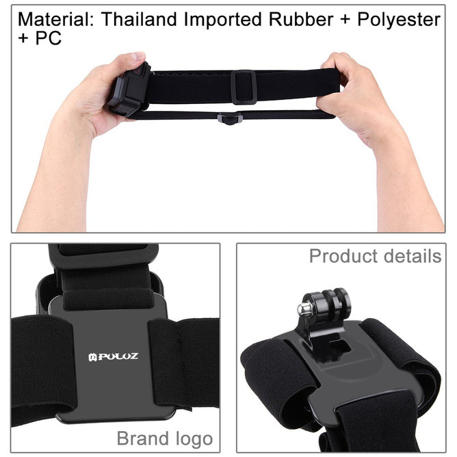 PULUZ PU24 Elastic Mount Belt Adjustable Head Strap for Action Cameras