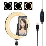 PULUZ PU459B 7.9 inch 20cm USB 3 Modes Dimmable Dual Color Temperature LED Curved Light Ring Vlogging Selfie Photography Video Lights with Phone Clamp