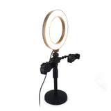 F25A Mobile Phone Stand with Dual Phone Holder and 16cm Ring Light