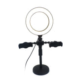 F25A Mobile Phone Stand with Dual Phone Holder and 16cm Ring Light