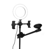 F32 Professional Microphone Stand with Dual Phone Holder and 16cm Ring Light