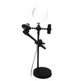 F32 Professional Microphone Stand with Dual Phone Holder and 16cm Ring Light