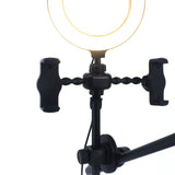 F32 Professional Microphone Stand with Dual Phone Holder and 16cm Ring Light