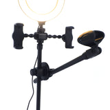 F32 Professional Microphone Stand with Dual Phone Holder and 16cm Ring Light