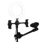 F32 Professional Microphone Stand with Dual Phone Holder and 16cm Ring Light