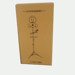 K10-120DZ 4 in 1 Ringlight with Microphone Stand, Card Tray and 2 Phone Holder