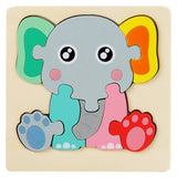 3D Wooden Puzzle Children's Educational Toys Non-toxic Relieve Stress Cartoons Animal Jigsaw Puzzles for Kids