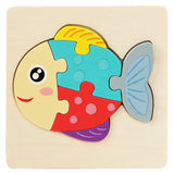 3D Wooden Puzzle Children's Educational Toys Non-toxic Relieve Stress Cartoons Animal Jigsaw Puzzles for Kids