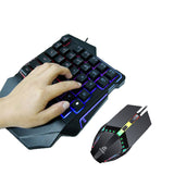 JK-913 2in1 RGB One Hand Mechanical Feel 35 Keys USB Wired with Wrist Rest Support Gaming Keyboard and RGB Backlit FPS Gaming Mouse Combo Set