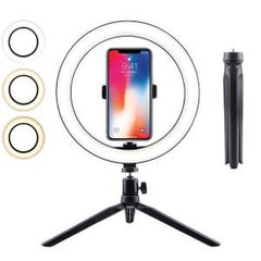 20cm Ring Light with Mini Tripod and Phone Holder Selfie LED Ring Light Photo Studio Light With Tripod Stand & Phone Holder Set for Live streaming Zoom Conference Tiktok Dimmable 3 Colors Ring Light (Vlog)