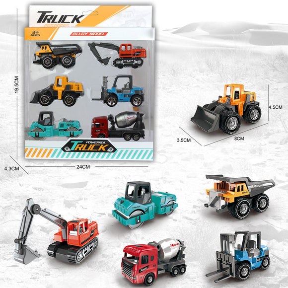 6 Pcs 1:64 Scale Collectible Construction Vehicle Toy Trucks