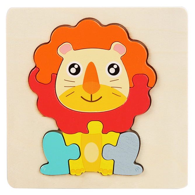 3D Wooden Puzzle Children's Educational Toys Non-toxic Relieve Stress Cartoons Animal Jigsaw Puzzles for Kids