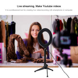 PULUZ PKT3032 6.2 inch 16cm USB 3 Modes Dimmable LED Ring Vlogging Photography Video Lights + Desktop Tripod Holder with Cold Shoe Tripod Ball Head